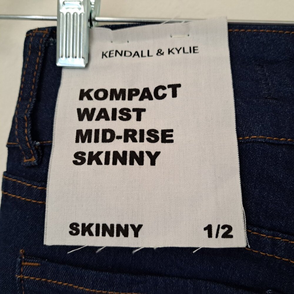 Kendall & Kylie Kompact Mid-Rise Juniors Skinny Jeans Dark Blue Size 1/2… - Picture 9 of 14
